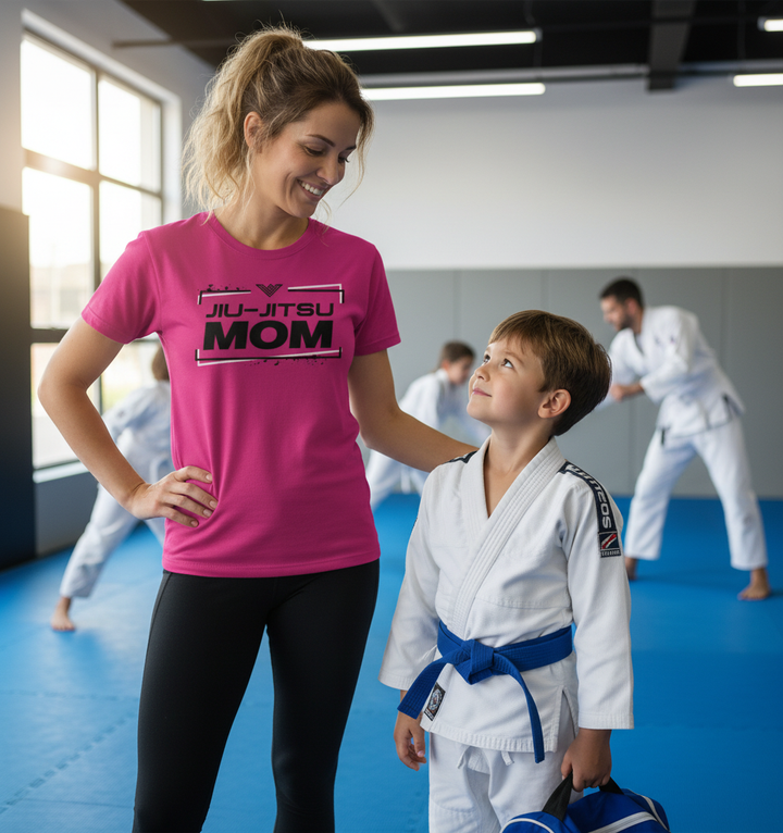Jiu-Jitsu Mom with Child in Gi