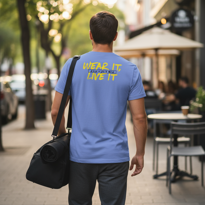 Vortus Men's Jiu-Jitsu Lifestyle Shirt - Heather Columbia Blue Back